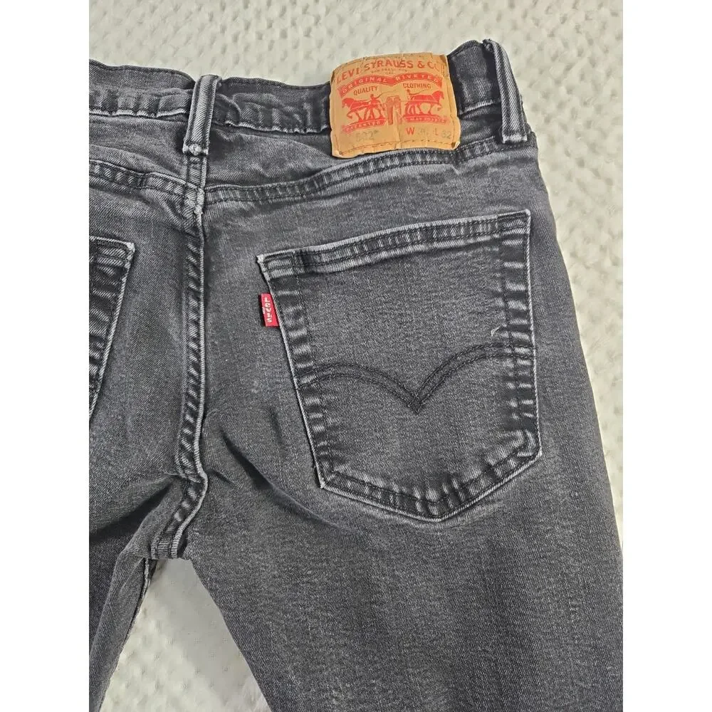 Levis 502 Regular Taper Jeans Mens 30x32 Gray Black Wash Denim Pants #0127